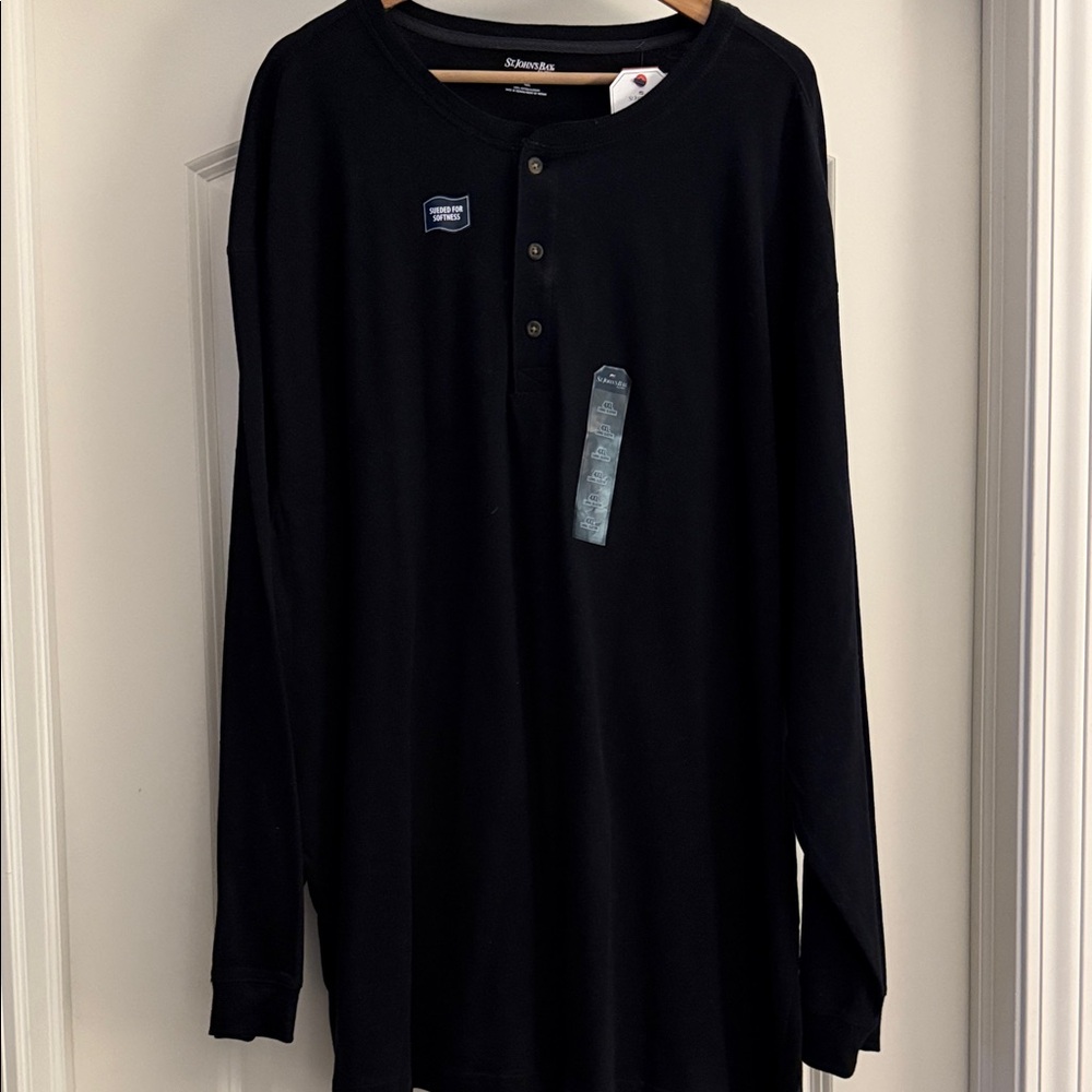 St. John’s Bay Black Long Sleeve Henley Shirt